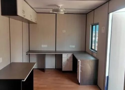 Modular portable office cabin container with door and windows for site office use